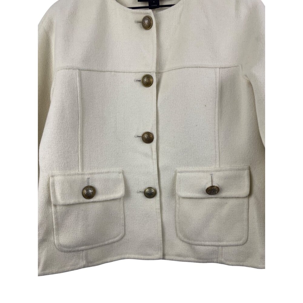 St. John Women's 6 Cashmere Wool Angora Old Money Neutral Blazer Cream - Picture 3 of 8